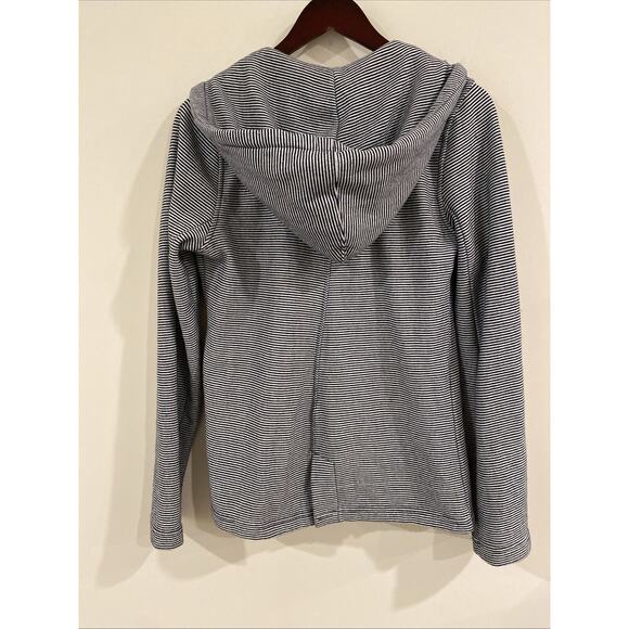 Roxy The Cuddle jacket Women’s Medium Hooded Peacoat Navy White Striped Nautical - Picture 2 of 9